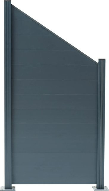 Floraworld Schräg- und Zwischenelement aus Aluminium in Grau mit Lamellen, H: 180 cm, B: 89,6 cm, T: 20 cm - Bild 1