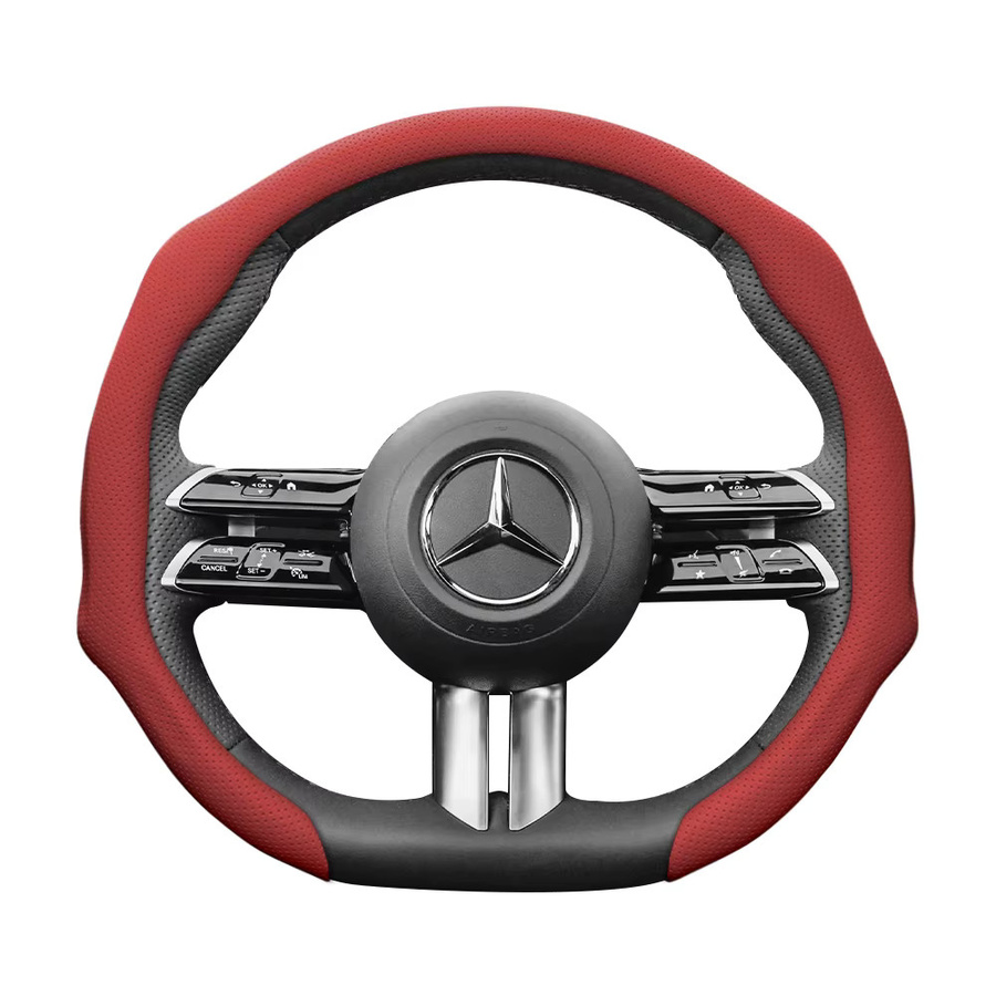 Hocasen Perforierte Leder-Lenkradabdeckung für Mercedes-Benz in Rot, rutschfest und atmungsaktiv - Bild 3