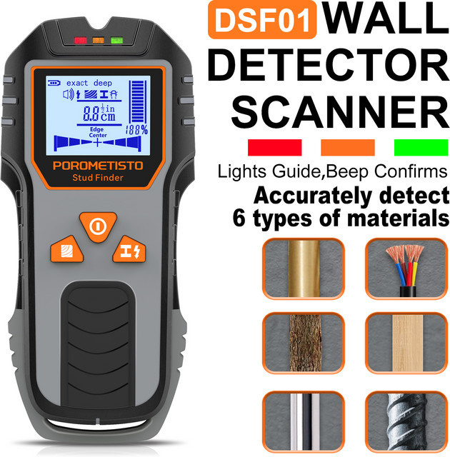 POROMETISTO 6in1 Wandscanner Multifunktions-Detektor für AC-Kabel, Holz und Metallrohre - Bild 1