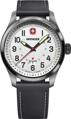 Wenger Herrenuhr Terragraph, Quarz, Edelstahl, 43 mm, Leder, 10 ATM