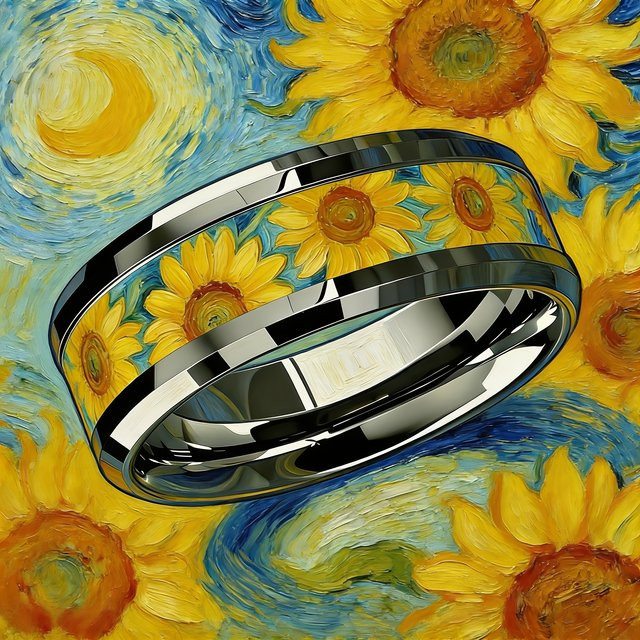 SUNFLOWERZHU Ring, Schwarz, Unisex, Verlobung - Bild 1