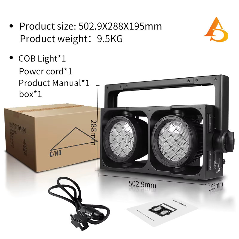 AICPOSE 2x300W RGBAW 5-in-1 COB Blinder LED Bühnenbeleuchtung IP65 Wasserdicht Schwarz - Bild 3