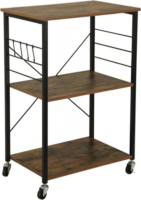 Relaxdays Rollwagen im Industrial-Stil aus Stahl und MDF in Schwarz und Braun, B/T/H: 89 x 60 x 40 cm - Bild 1