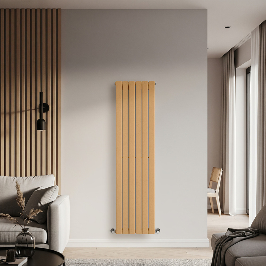 Einlagiger Design-Heizkörper Delta Vertikal in Gelb, Höhe: 160 cm, Breite: 42 cm - Bild 1