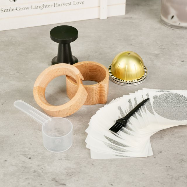 Dalinwell Wiederverwendbare Kaffeepads Set für Vertuo Maker inklusive Dichtungsset, Folienversiegelungsdeckeln, Füllhalter und Tamper - Bild 1