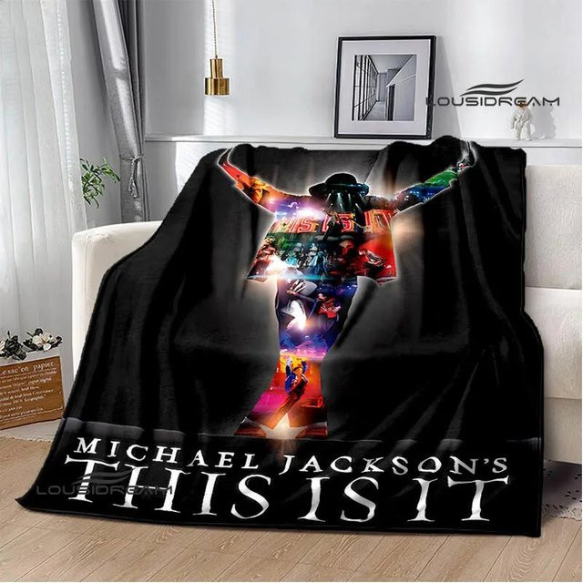 Michael Jackson Retro Druck Flanell-Picknickdecke von YunhengTechnology, weiche Reise- und Kuscheldecke, Mehrfarbig, B/T: 75 x 90 cm - Bild 1