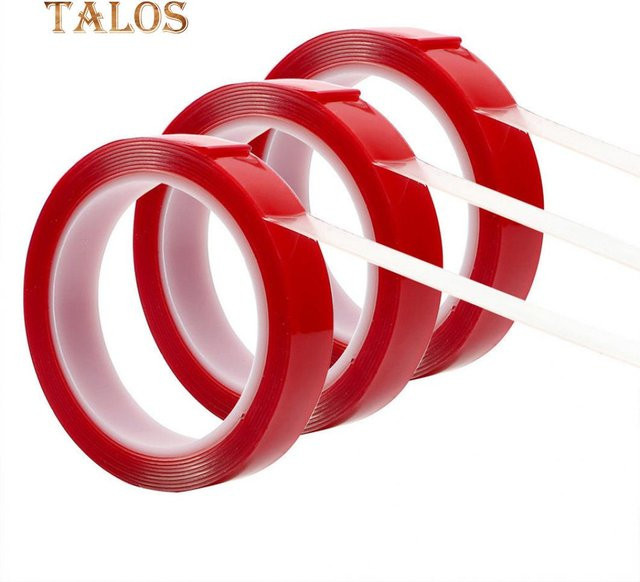 Lachepper Auto-Doppelseiten-Klebeband Aufkleber, transparent und rot, 300 cm Länge, Breite: 10 mm - Bild 1