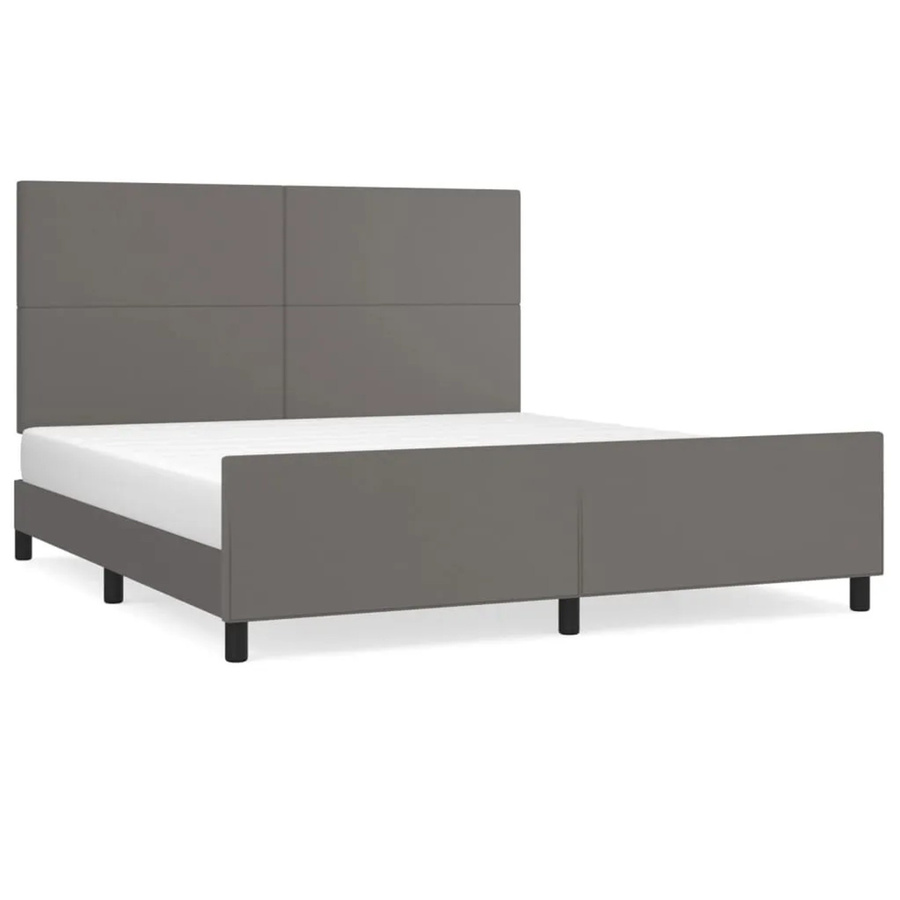 vidaXL Bettgestell mit Kopfteil in Grau aus Kunstleder, B/T/H: 160 x 200 x 128 cm - Bild 2