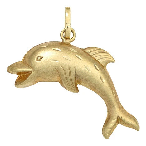 Colkid Kinder Anhänger Delfin, 333 Gold Gelbgold, mattiert - Bild 1