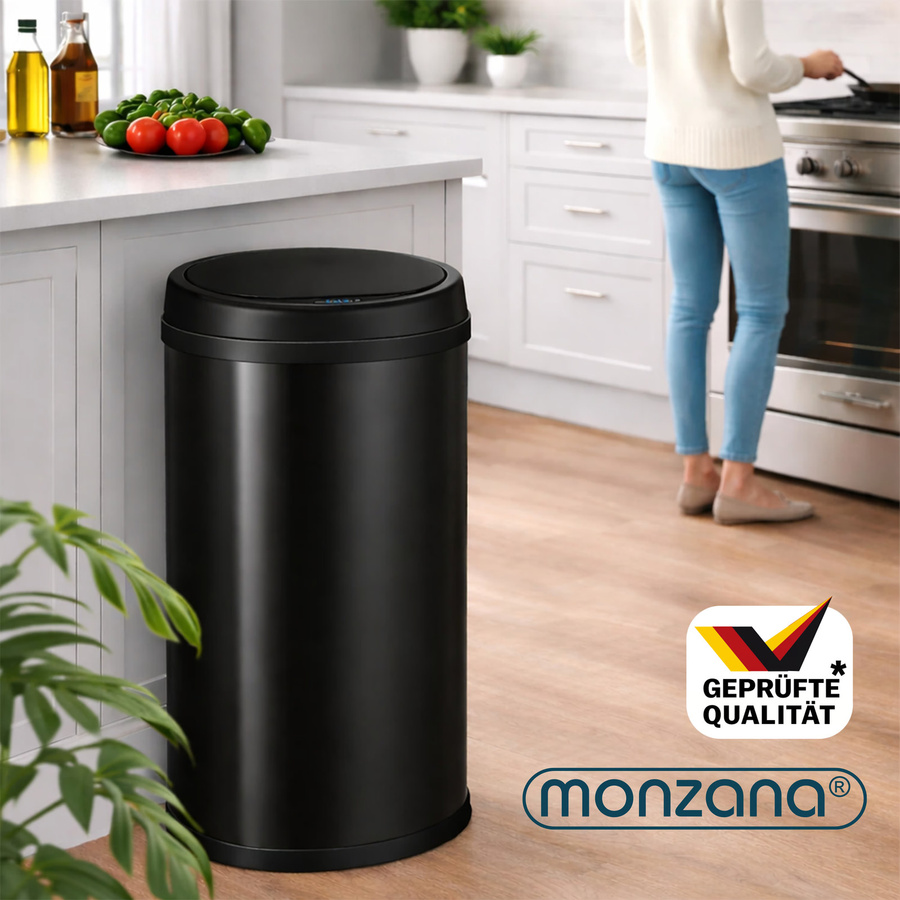 MONZANA Sensor Mülleimer aus Edelstahl in Schwarz, Volumen: 40 l, Höhe: 69 cm, Breite: 30 cm - Bild 2