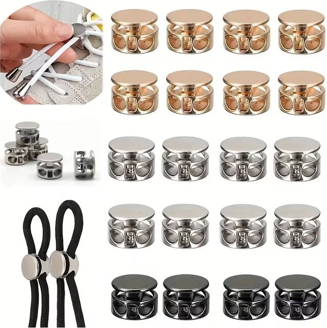 JAY HOME Metall Doppel Loch Schnur Schlösser Runde Toggle Clips in Gold, 10 Stück - Bild 1