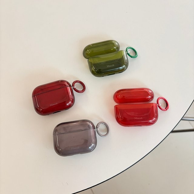 Transparente Apple AirPods Schutzhülle mit Haken in Grün - Bild 1
