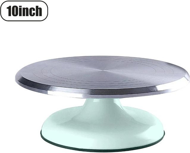 JUN JUN Kuchen-Drehscheibe aus Aluminiumlegierung, 10 Zoll, Silber - Bild 1