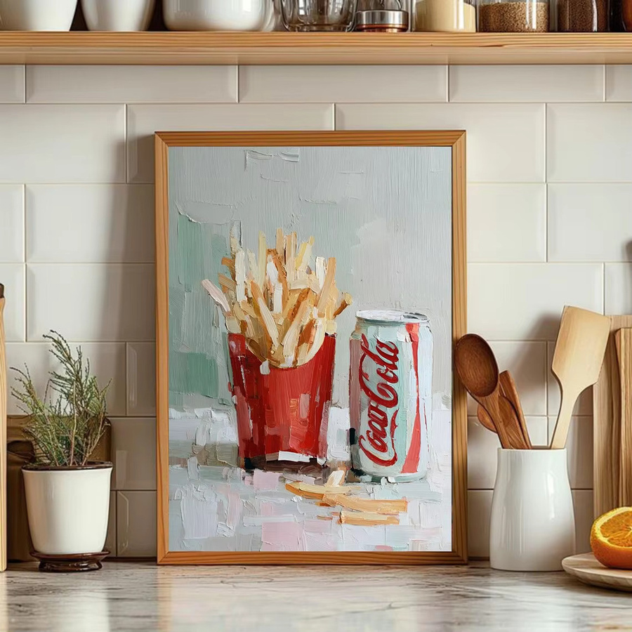 Nostalgische Fast-Food-Wandkunst von SHENCHEN – Retro Abstract Druck in Minz und Rot - Bild 3
