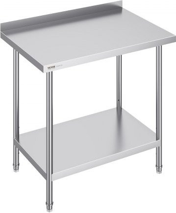 VEVOR Edelstahl Arbeitstisch für Gastronomie und Haushalt, höhenverstellbar, Farbe: Silber, B/T/H: 60,96 x 91,44 x 91,44 cm - Bild 1