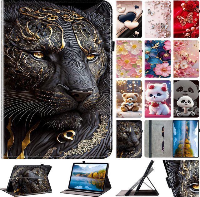 Lederhülle für Samsung Galaxy Tab S10 FE Plus und S9 FE Plus in Schwarz - Bild 1