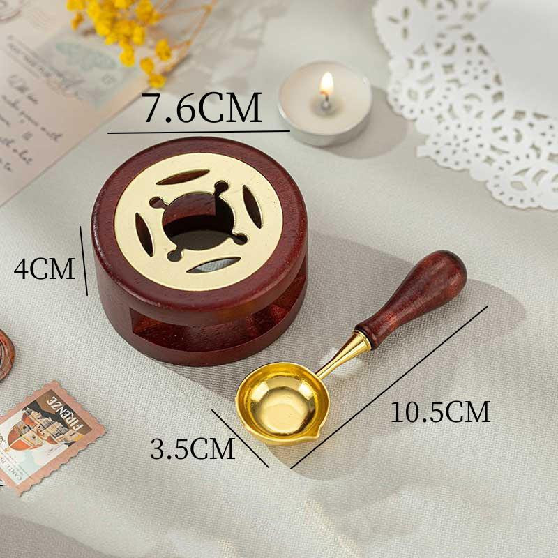 Wachssiegel-Stempel-Set von Yiran Furniture mit Lackofen, Schmelzlöffel und Wachsperlen in Multicolor aus Holz - Bild 2