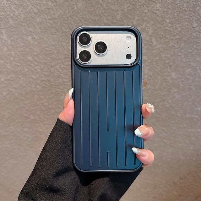 WildMoment Stoßfeste Handyhülle mit gestreifter Gepäcktextur für iPhone 17 16 15 14 13 Pro Max in Blau - Bild 1