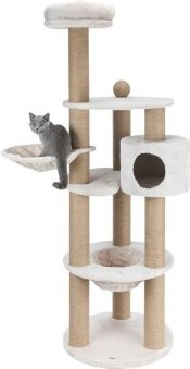 Trixie Kratzbaum Nigella in Weiß mit Höhle und Hängematte aus Sisal und Jute - Bild 1