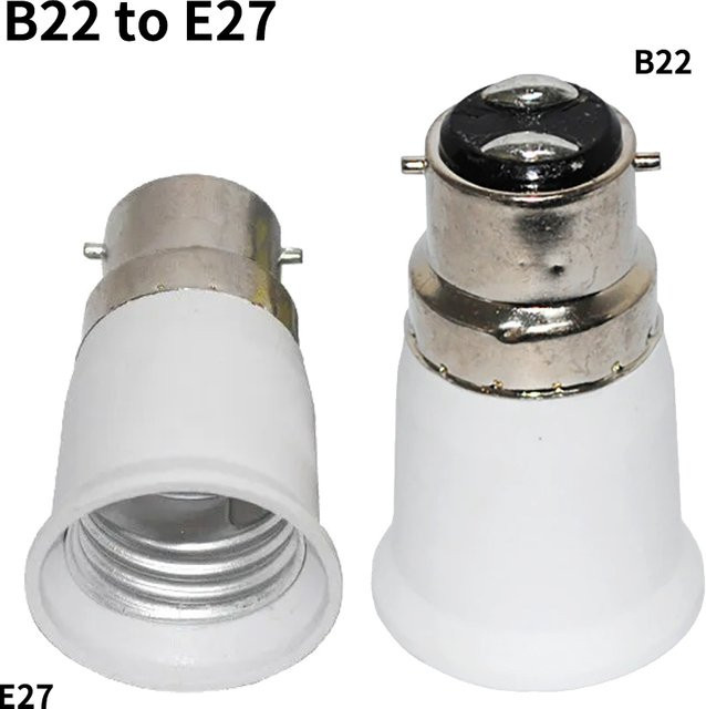 ATcomm Lampenfassung Adapter B22 auf E27 Konverter aus feuerfestem Kunststoff in Weiß - Bild 1