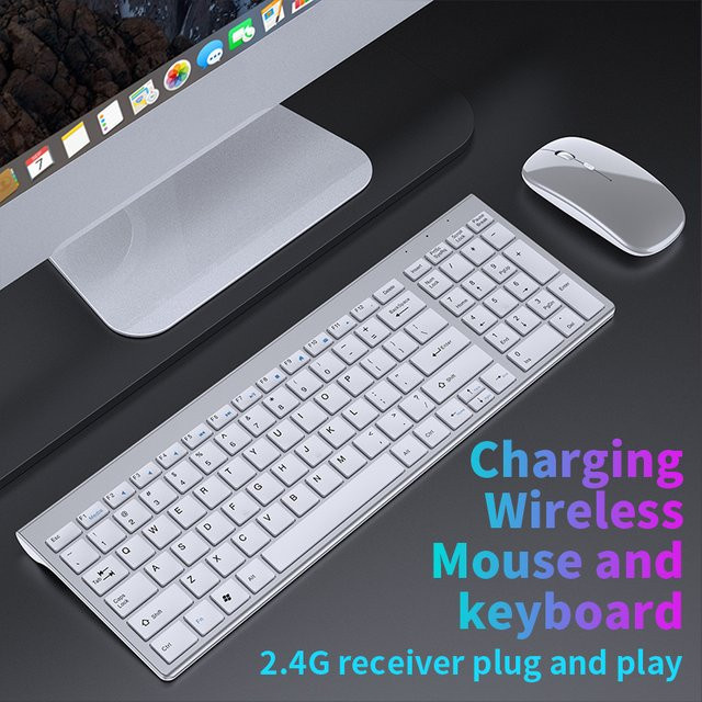 Luxuglow Kabelloses Tastatur- und Maus-Set mit Bluetooth 5.0 und 2,4 G Verbindung, Mini-Multimedia-Set für Laptop, PC, TV, iPad, MacBook und Android, Schwarz oder Weiß - Bild 1