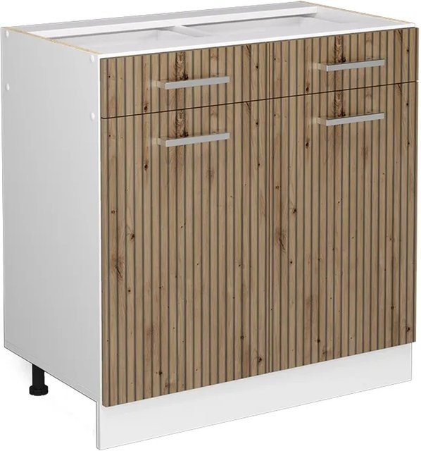 Vicco Küchenunterschrank R-Line Artisan-Eiche und Weiß, B: 80 cm, H: 81,6 cm, T: 46 cm - Bild 1