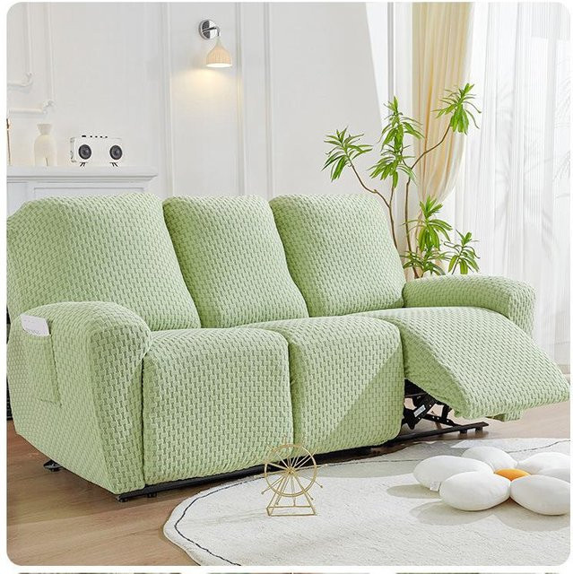 Elastischer Sofabezug aus Samt in Grün mit geometrischem Design von BC Pet Supplies für Sessel und Sofas, Breite: 190-230 cm - Bild 1