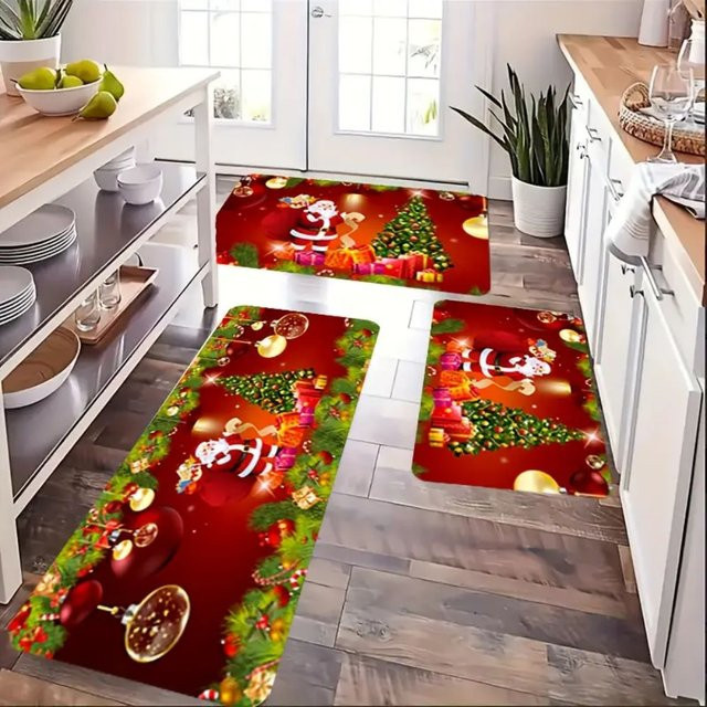 VIKAMA Weihnachtliche Bodenmatte mit Grafikdesign für Wohnzimmer, Schlafzimmer und Badezimmer, B/T: 60 x 40 cm - Bild 1