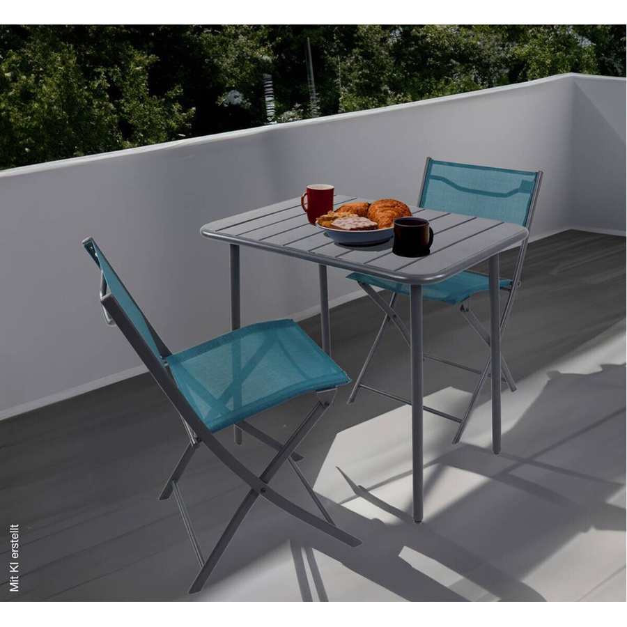 VCM Gartenstuhl 2er Set blau aus Stahl und Textilene, stapelbar, B/H/T: 45 x 79 x 46 cm - Bild 2
