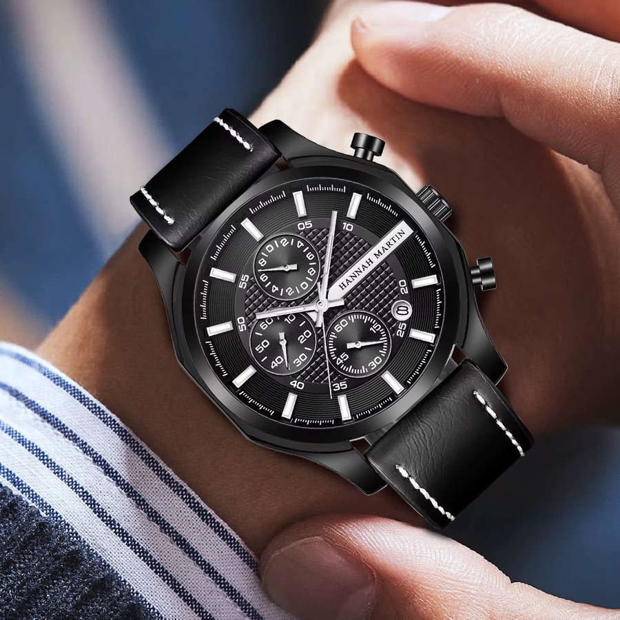 VA VA VOOM Armbanduhr Quarz, Leder, Schwarz, 44 mm, Herren - Bild 6