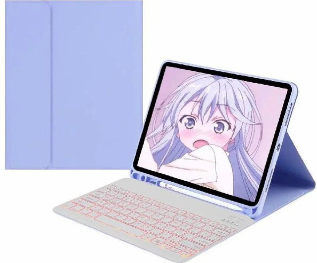 Samsung Galaxy Tab A7 10,4 Zoll Tastaturhülle mit Hintergrundbeleuchtung in Japanese Violett für SM-T500 T505 T507 - Bild 1