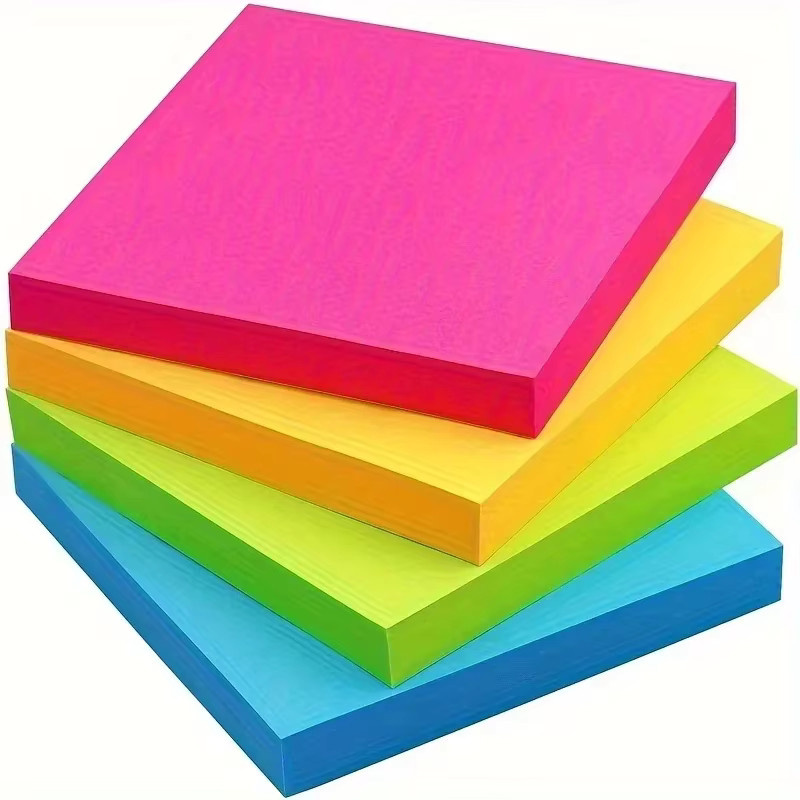Fluoreszierende Post-it Notizen in sechs Farben, leere Haftnotizen aus Papier für Schule und Büro, Mehrfarbig - Bild 2