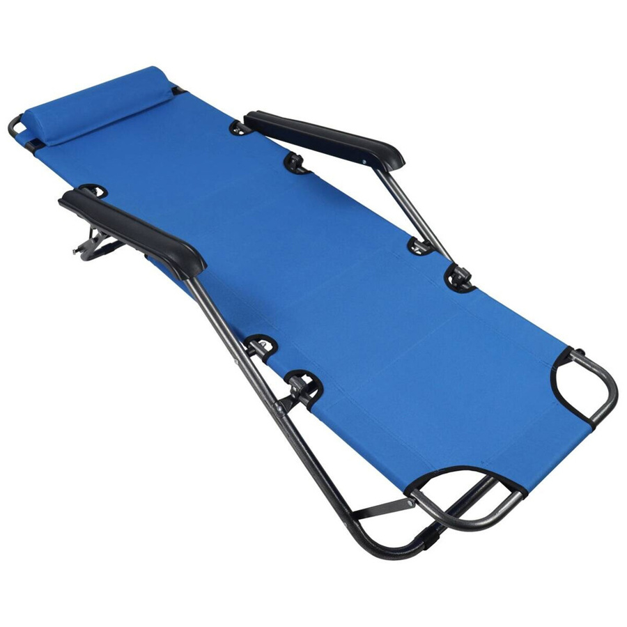 VCM Sonnenliege Maltosa blau aus Textilene und Stahl, klappbar, B: 60 cm, H: 27 cm, L: 153 cm - Bild 4