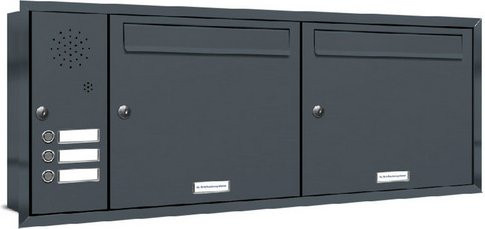 AL Briefkasten-System für 2 Parteien zur Unterputzmontage, grau, B/H/T: 153,23 x 38,5 x 11,6 cm - Bild 1