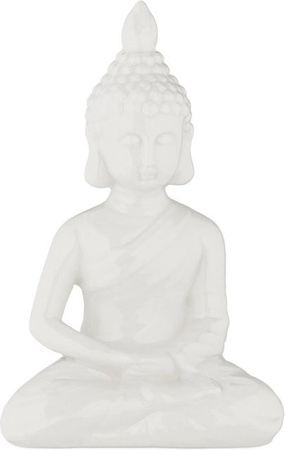 Relaxdays Buddha Figur aus Keramik in Weiß, wetterfest und frostsicher, B/T/H: 18 x 11 x 6 cm
