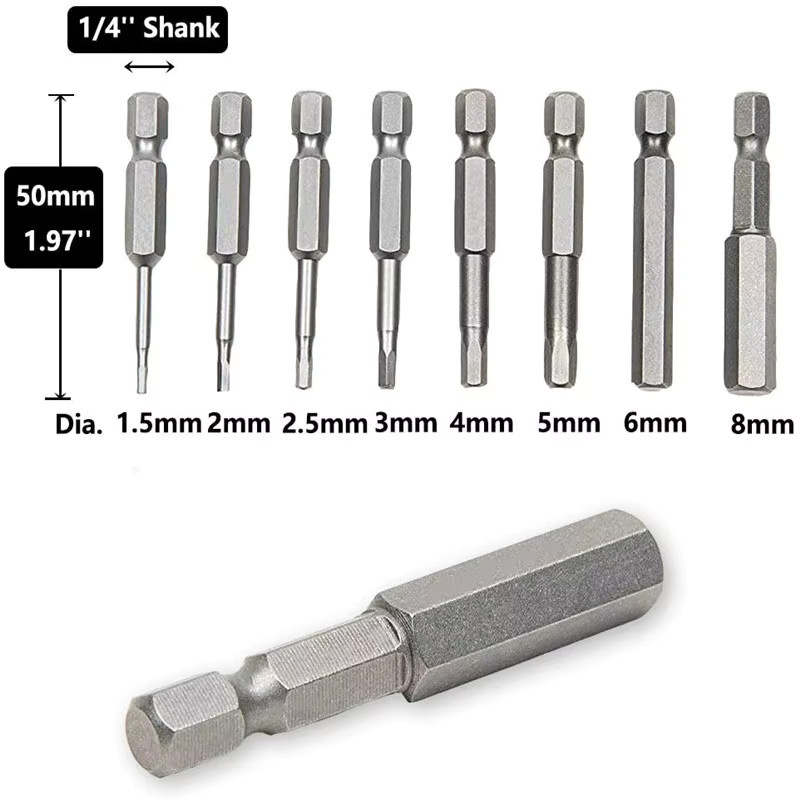 PKFC Schraubendreher-Bit Set mit Kreuzkopf und Schlitz, 8 bis 10 Stück, Länge: 50 mm, Größen: 1,5–8 mm und 1,5–12 mm - Bild 2