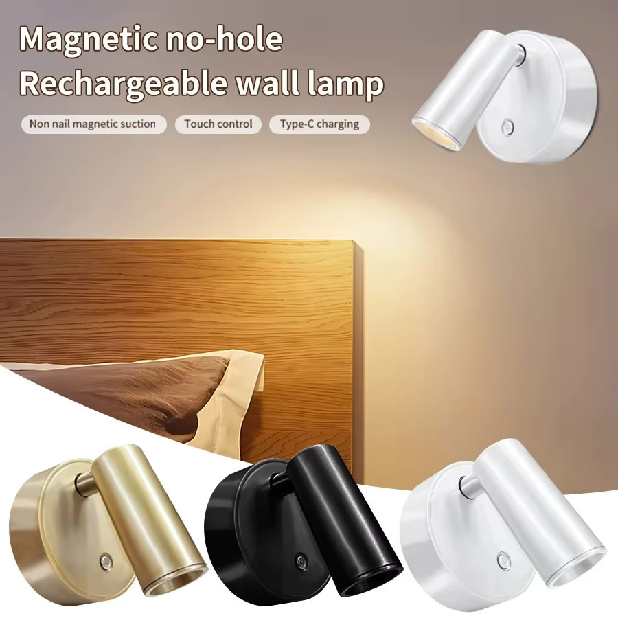 GGBEE LED Wandleuchte mit Berührungssensor, USB-aufladbare magnetische Spotlampe, dimmbar und mit 3 Farbmodi für Schrank, Eingang oder Schlafzimmer - Bild 2