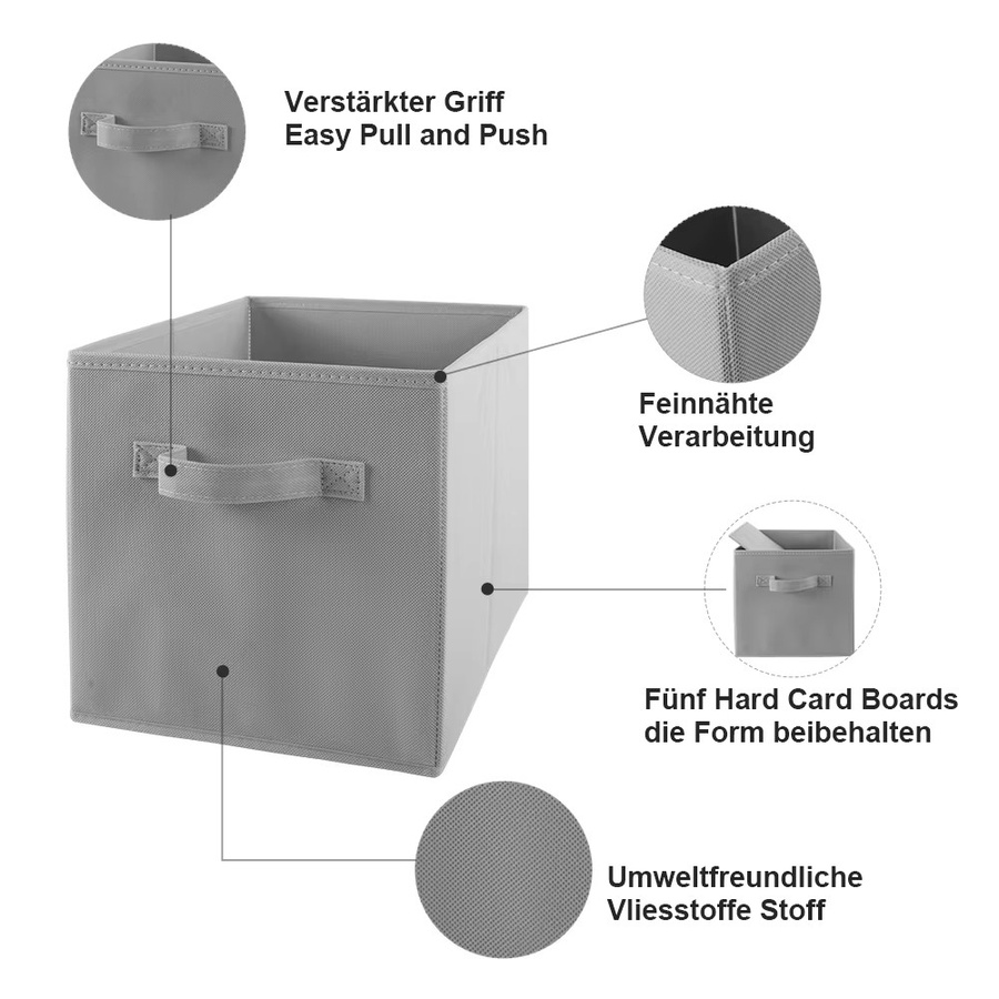 LONENESSL Faltbare Aufbewahrungsboxen aus Stoff in Grau, Set für Kleidung und Kleinkram, Breite: 28,0 cm, Tiefe: 27,0 cm - Bild 3