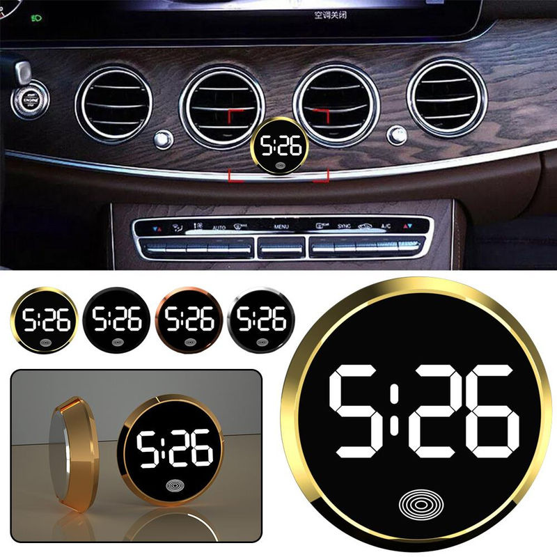 YJMP Auto Parts LED Mini Digitaluhr für Auto und Motorrad, wasserdichte elektronische Quarzuhr, 45mm, Schwarz, Silber, Gold - Bild 6