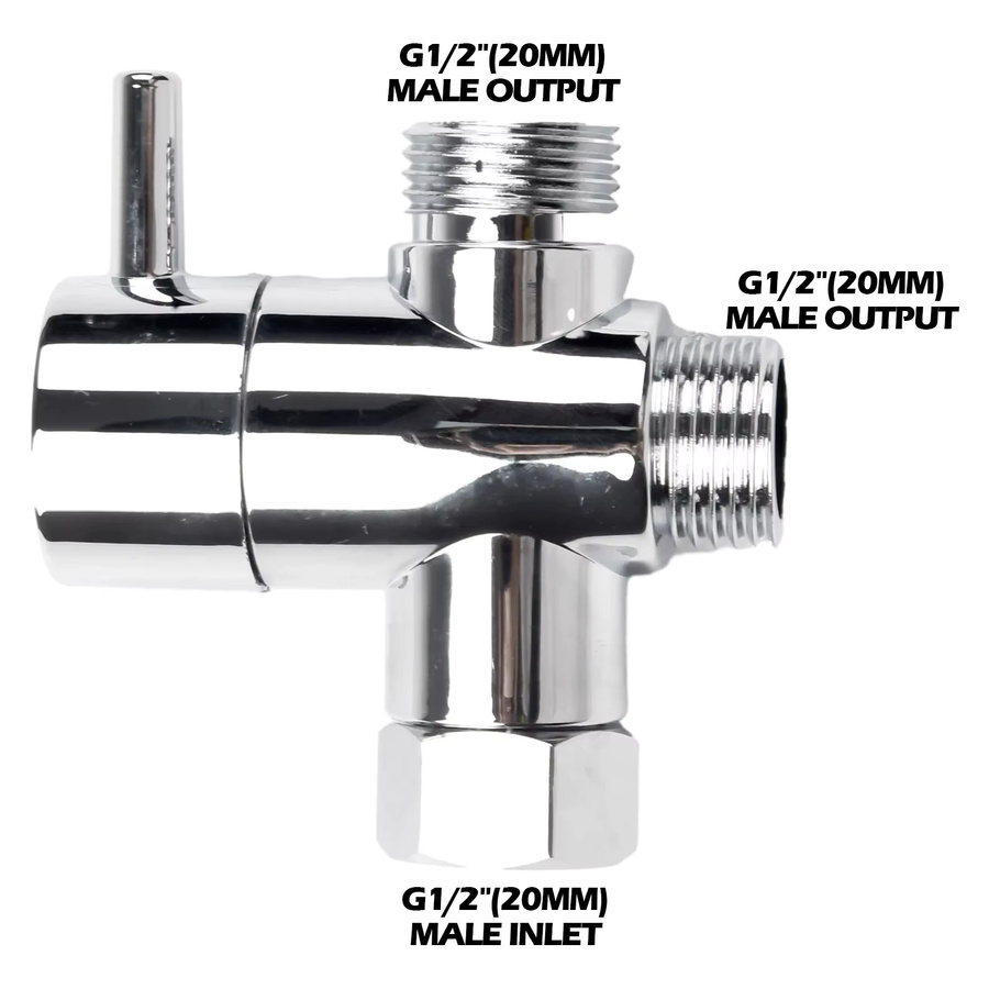 3-Wege-Duschkopf-Umstellventil mit Drei-Funktionen-Schalteradapter für G1/2 Anschluss, Badezimmerzubehör in Silber und Multicolor - Bild 2