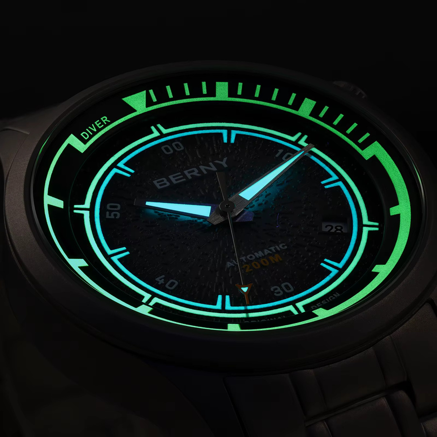 BERNY Taucheruhr, Automatik, Titan, Saphirglas, 20 ATM, Herren - Bild 4