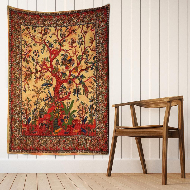 Binchi Outdoor Equipment Wandteppich mit abstraktem Blatt- und Baum-Motiv im Vintage-Stil, mehrfarbig, B: 230 cm, H: 180 cm - Bild 2
