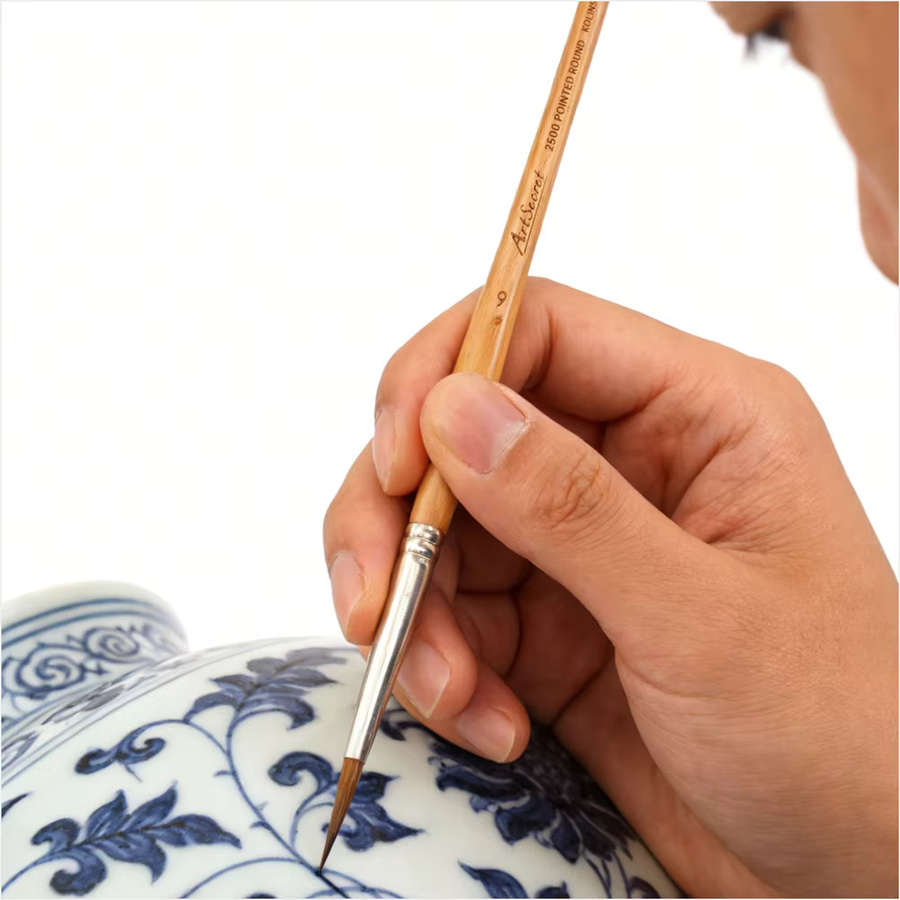 ArtSecret Kolinsky Sable Paint Brush Professioneller Kunstpinsel für feine Details aus Holz für Aquarell, Acryl und Gouache - Bild 2