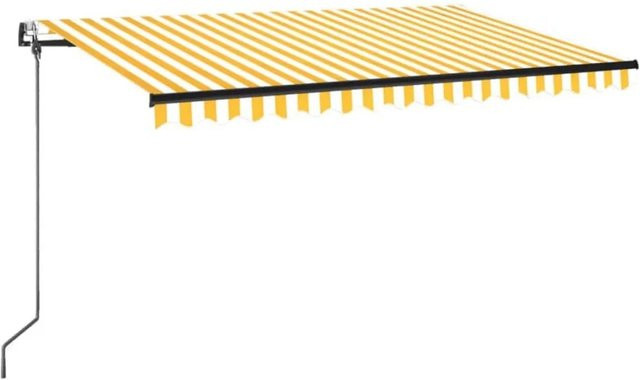 vidaXL Automatische Markise mit LED, Windsensor und Fernbedienung, Farbe: Gelb/Weiß, B/T: 450 x 350 cm - Bild 1