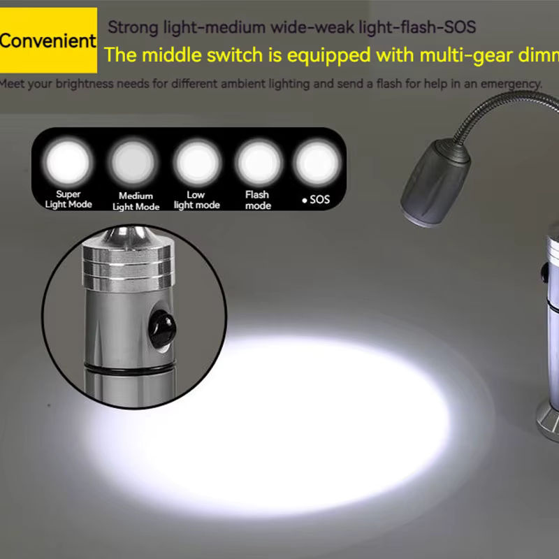 ESMARTER LED-Taschenlampe in Schwarz mit magnetischem Sockel, zoombar und verstellbar für Camping und Außenbereich - Bild 4