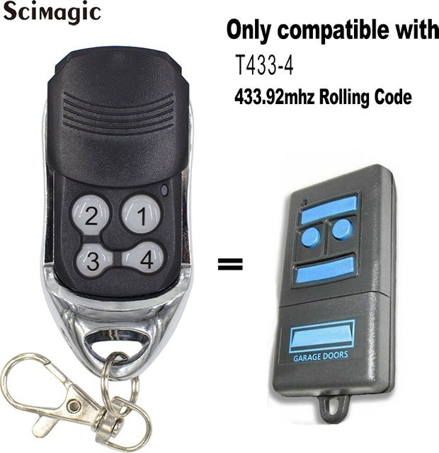 Crawford Standard Steel T433-4 Garage Fernbedienung 433,92 MHz Schlüsselanhänger aus Edelstahl in Schwarz - Bild 1