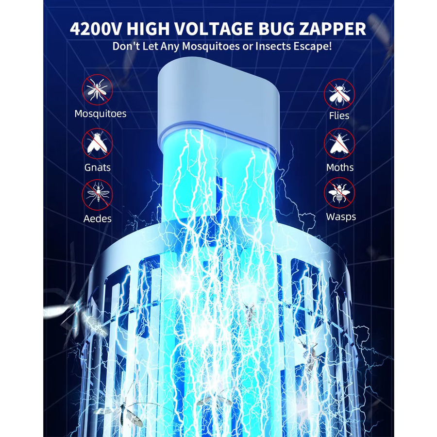 Minimoon Bug Zapper Outdoor-Mückenvernichter mit Dual-LED-Licht, 15 W elektrische Fliegenfalle in Schwarz, IPX4 wassergeschützt - Bild 3