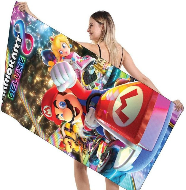 HauteHive Kinder Mario Strandtuch aus Mikrofaser, superweich, schnelltrocknend und saugfähig, Multicolour - Bild 1