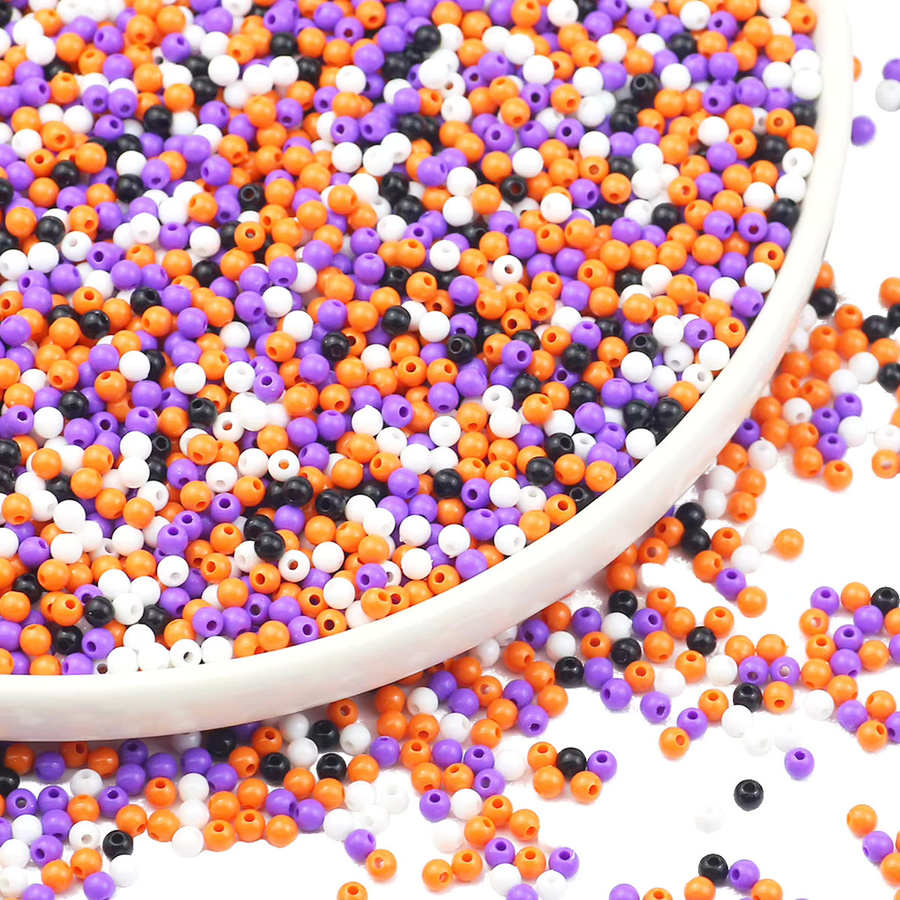 Spacer Perlen Acryl, 4 mm, Orange, Lila, Schwarz, Halloween, Unisex - Bild 3