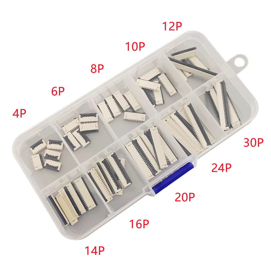 50er Set FPC FFC Flachkabel Stecker Flip Typ Unter Clamshell Buchse mit 1,0mm Pitch in den Varianten 4P bis 30P - Bild 2